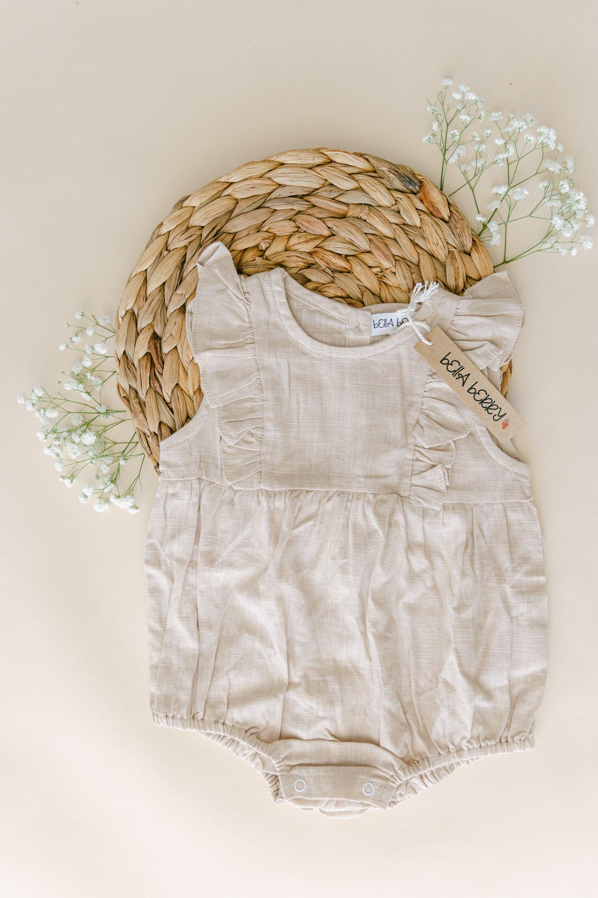 Linen Bubble Romper - BellaBerryDesigns