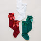 Christmas Knee High Socks with Bow