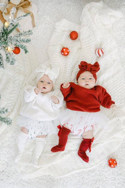 Christmas Knee High Socks with Bow