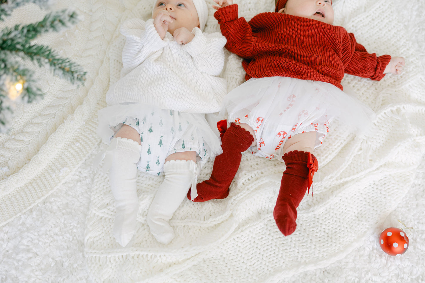 Christmas Knee High Socks with Bow