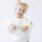 Girls' Floral Embriodered Sweater with Puff Sleeve - BellaBerryDesigns