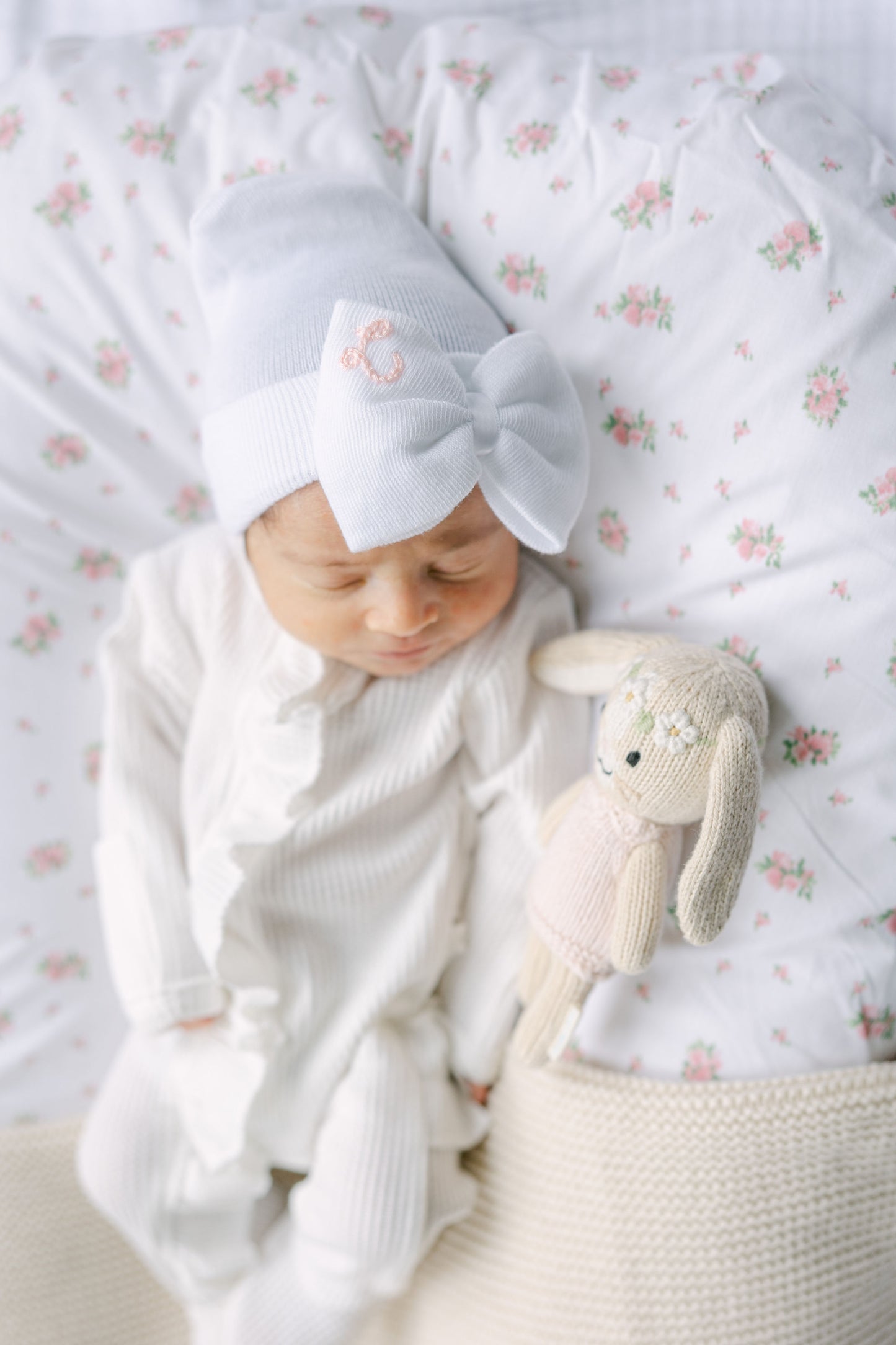 Custom Embroidered Newborn Bow Hat
