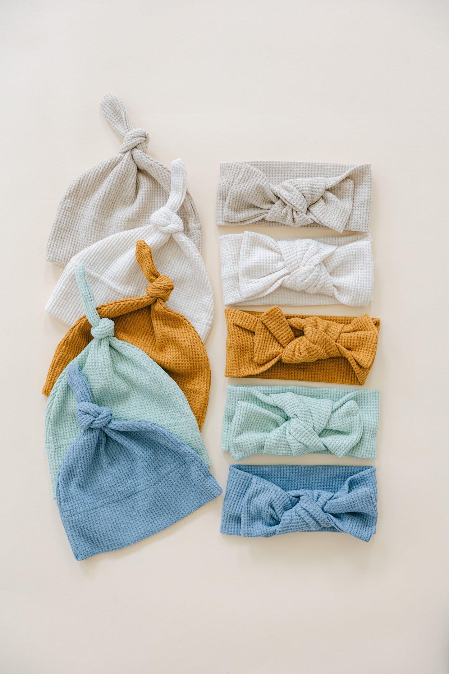 Organic Cotton Waffle Knit Bow + Hat