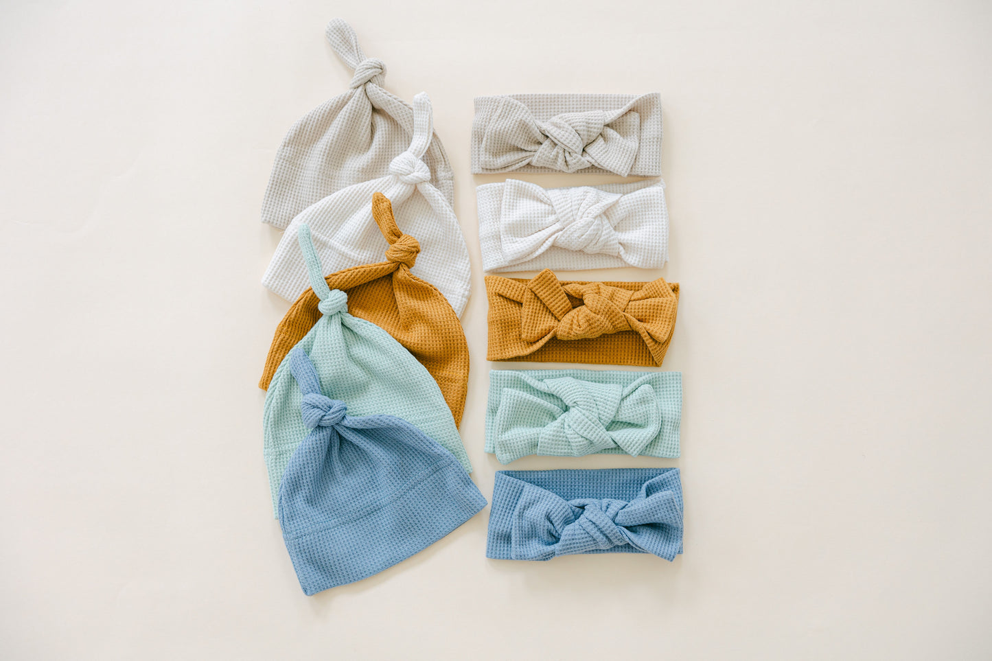 Organic Cotton Waffle Knit Bow + Hat