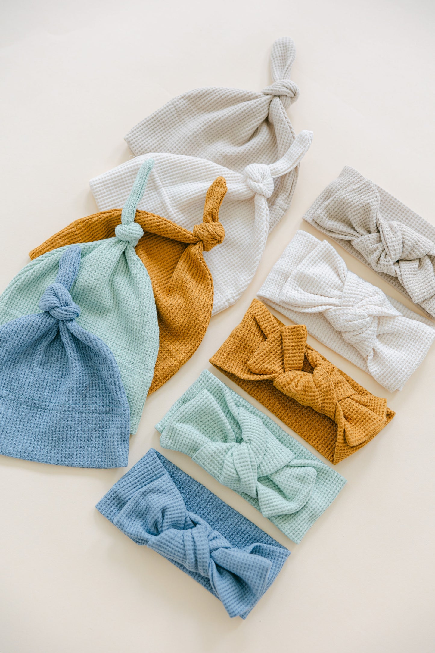 Organic Cotton Waffle Knit Bow + Hat