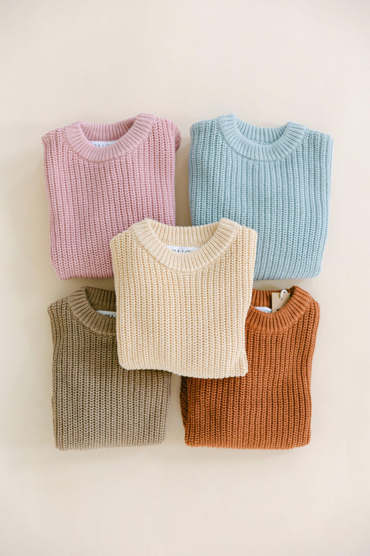 Chunky Knit Crewneck Sweater - BellaBerryDesigns