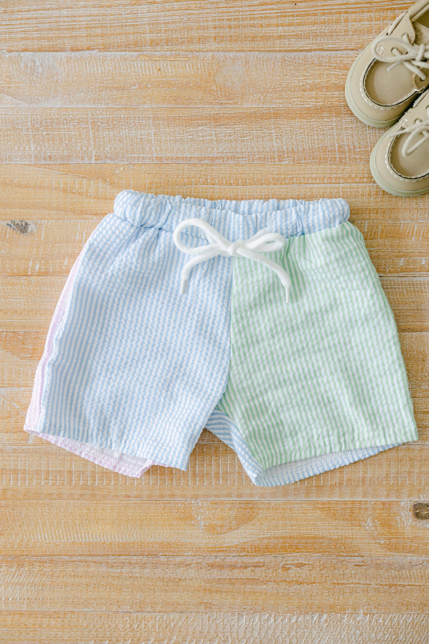 Color Block Seersucker Shorts - BellaBerryDesigns