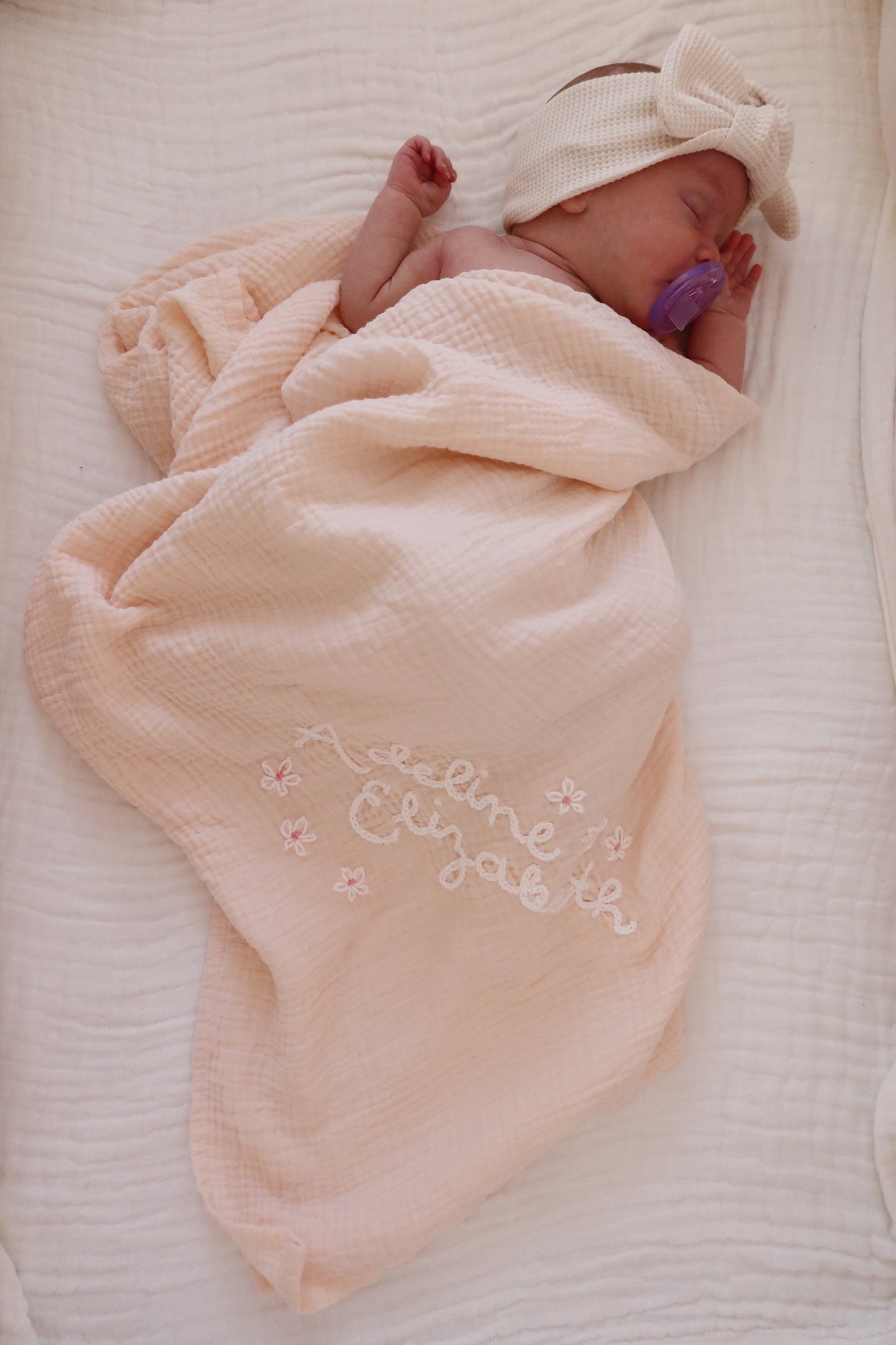 Custom Embroidered Muslin Swaddle Blanket