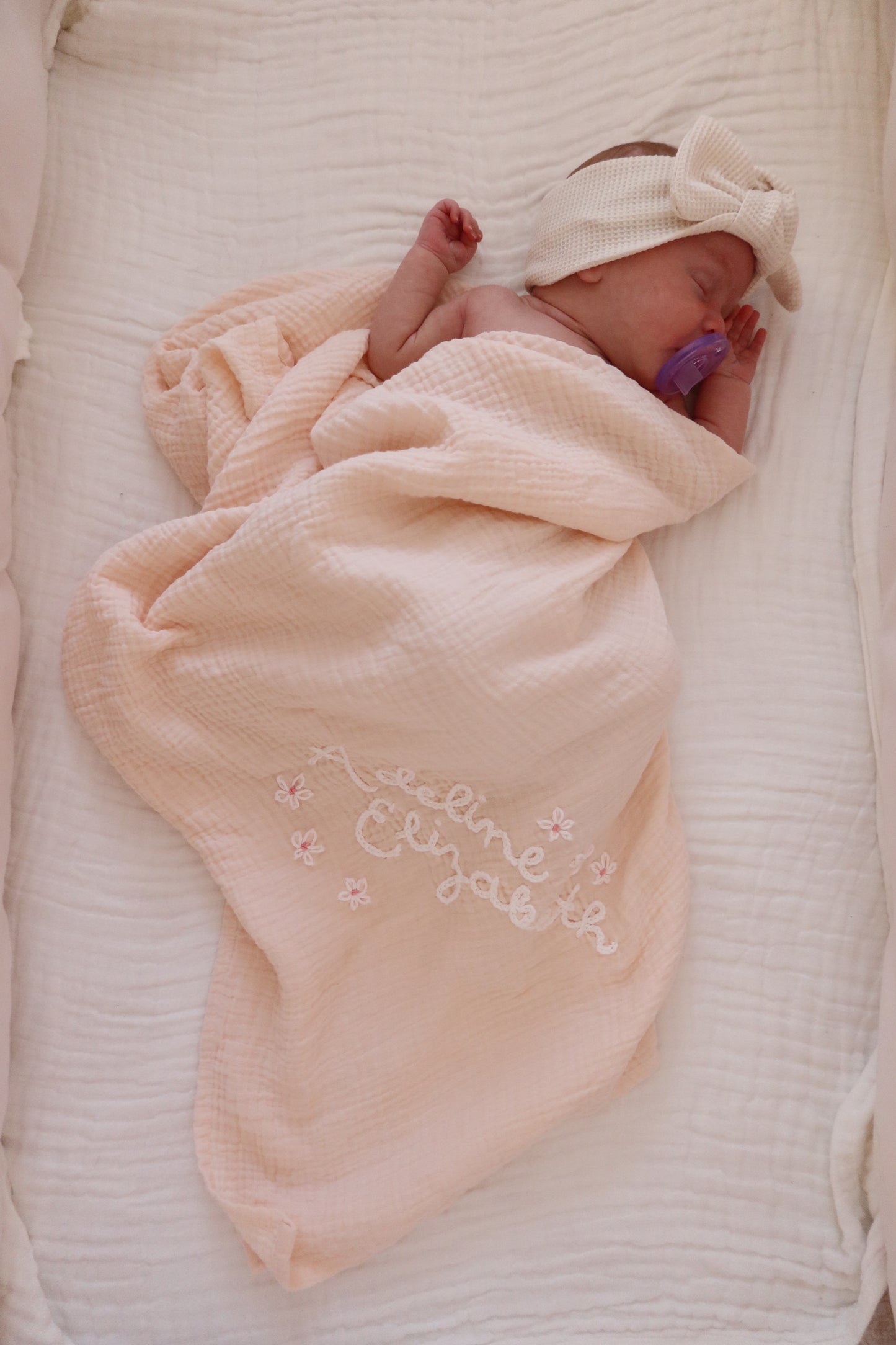 Custom Embroidered Muslin Swaddle Blanket