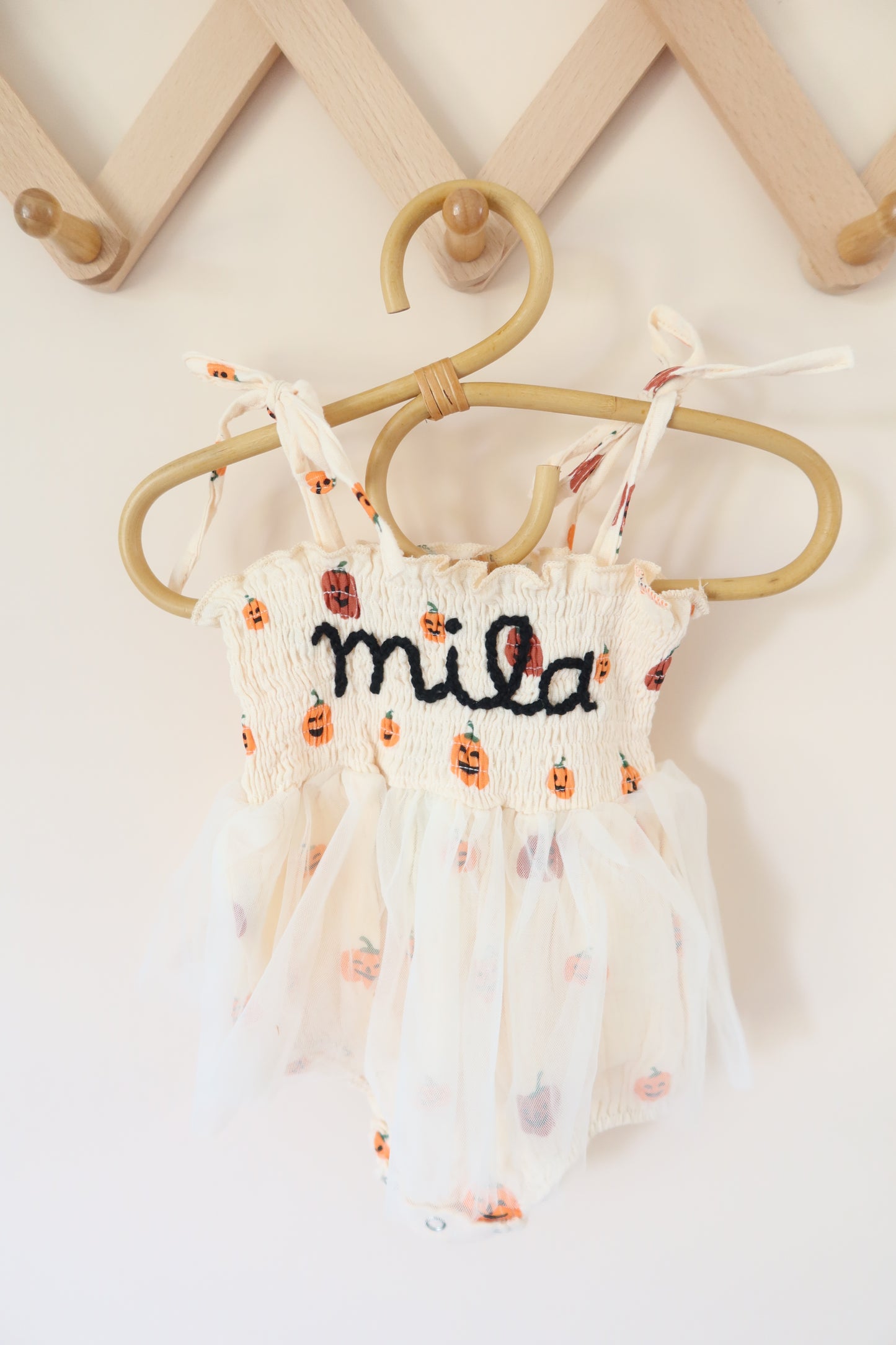 Custom Embroidered Pumpkin Muslin Bubble Tutu One Piece