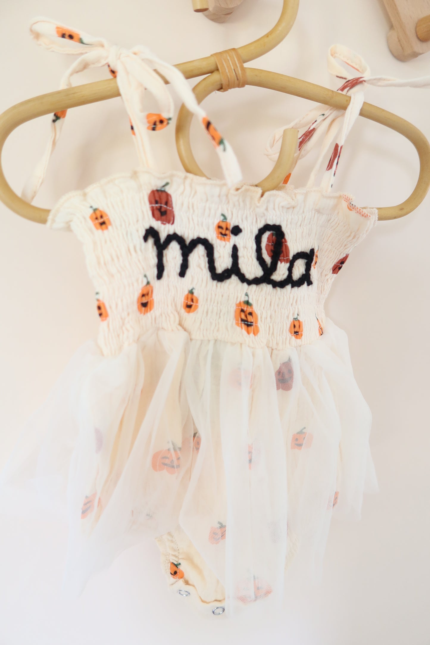 Custom Embroidered Pumpkin Muslin Bubble Tutu One Piece