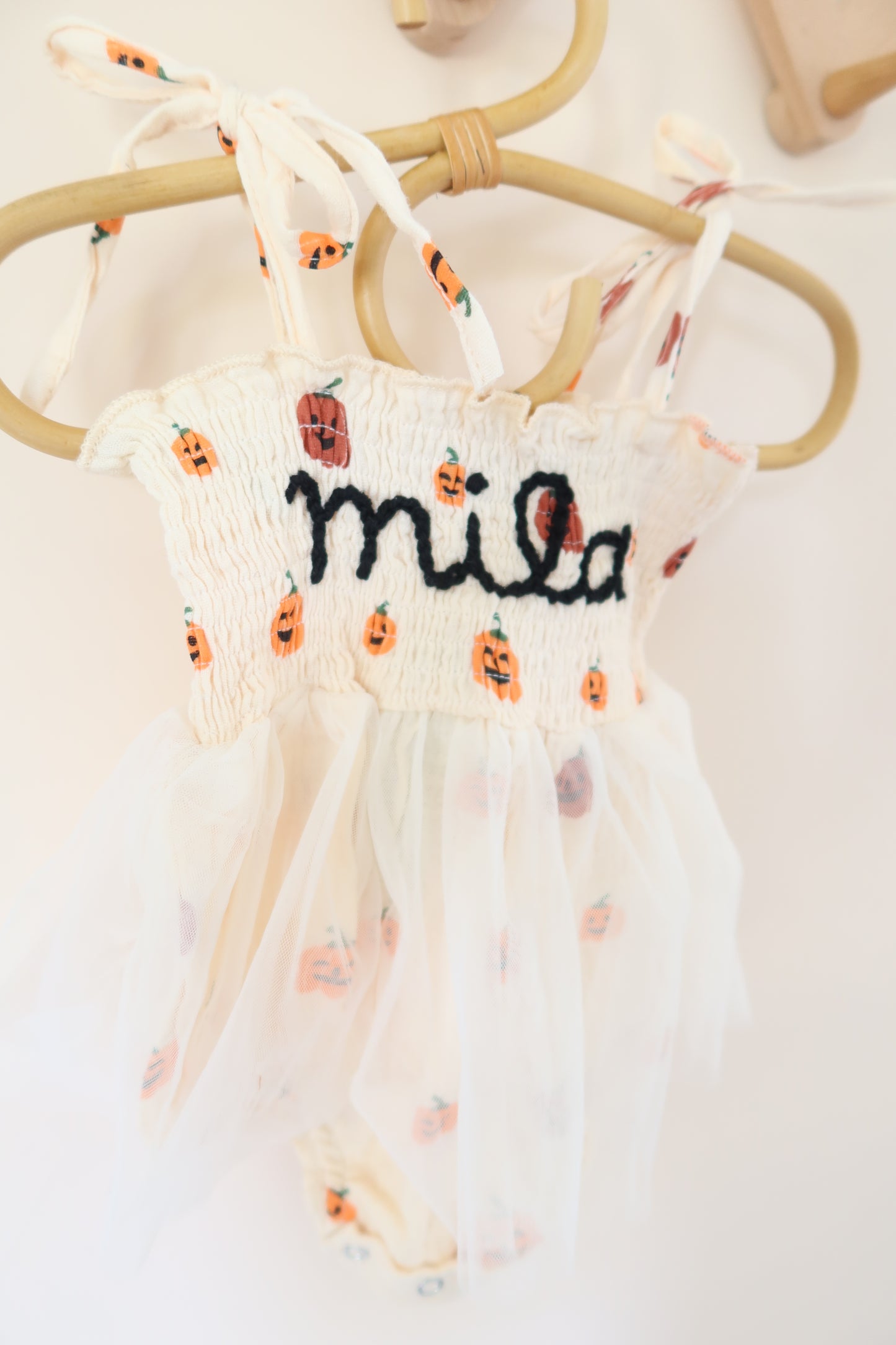 Custom Embroidered Pumpkin Muslin Bubble Tutu One Piece