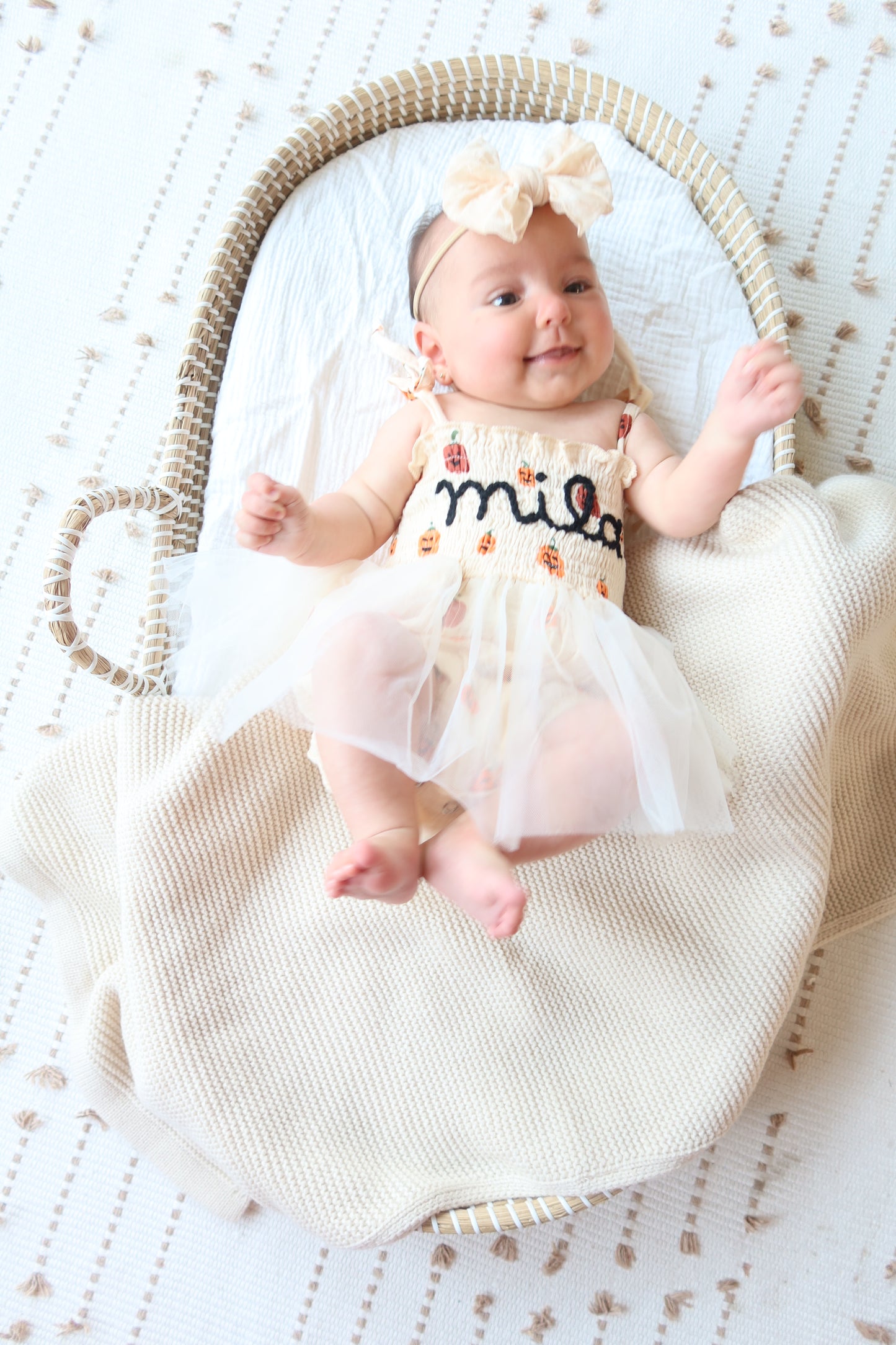 Custom Embroidered Pumpkin Muslin Bubble Tutu One Piece