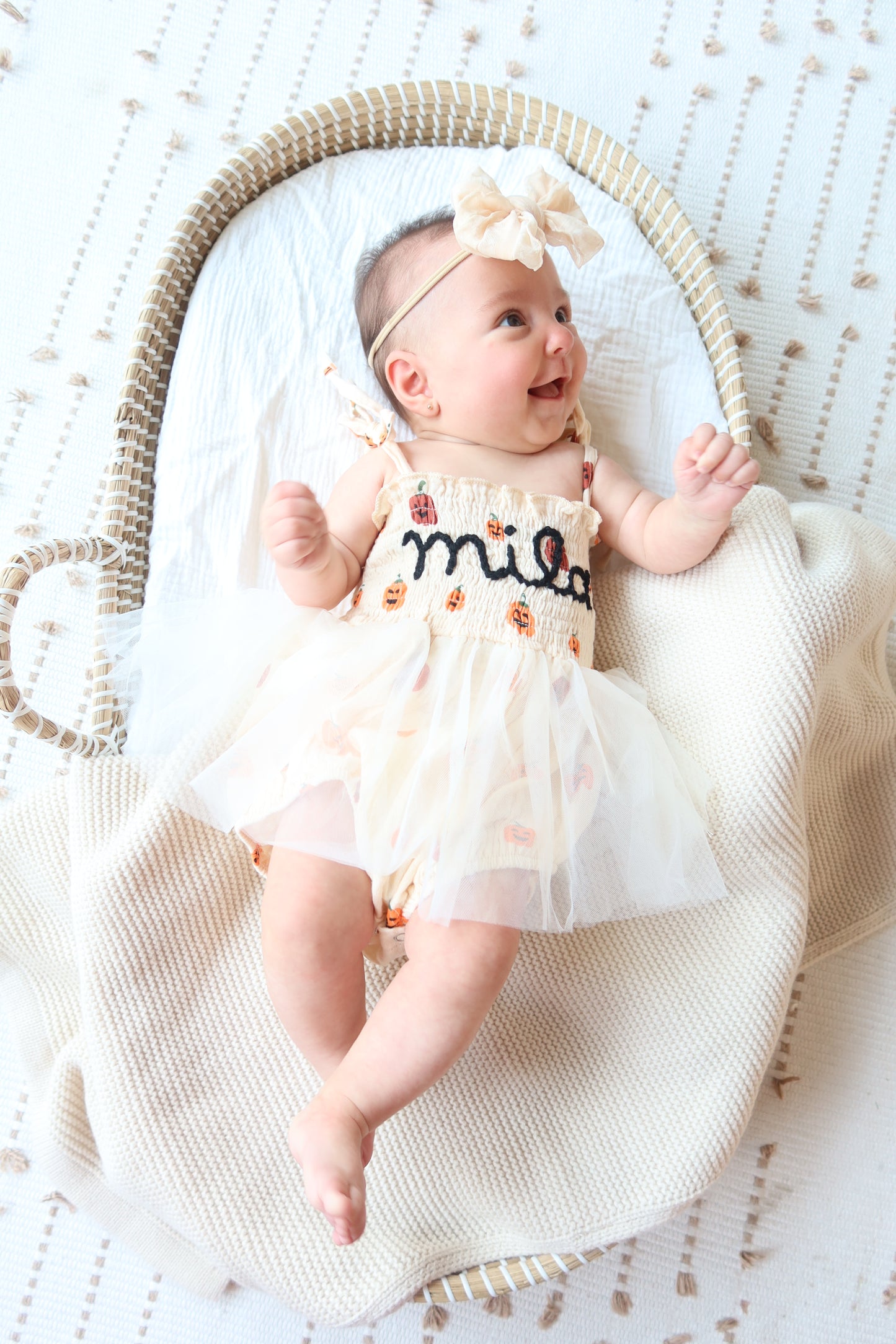 Custom Embroidered Pumpkin Muslin Bubble Tutu One Piece