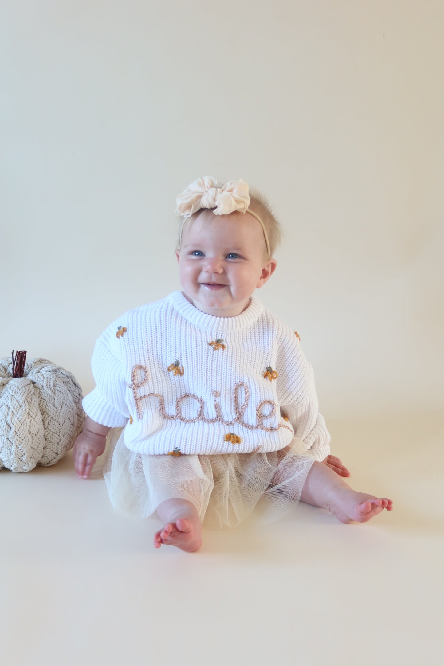 Custom Pumpkin Embroidered Chunky Knit Sweater