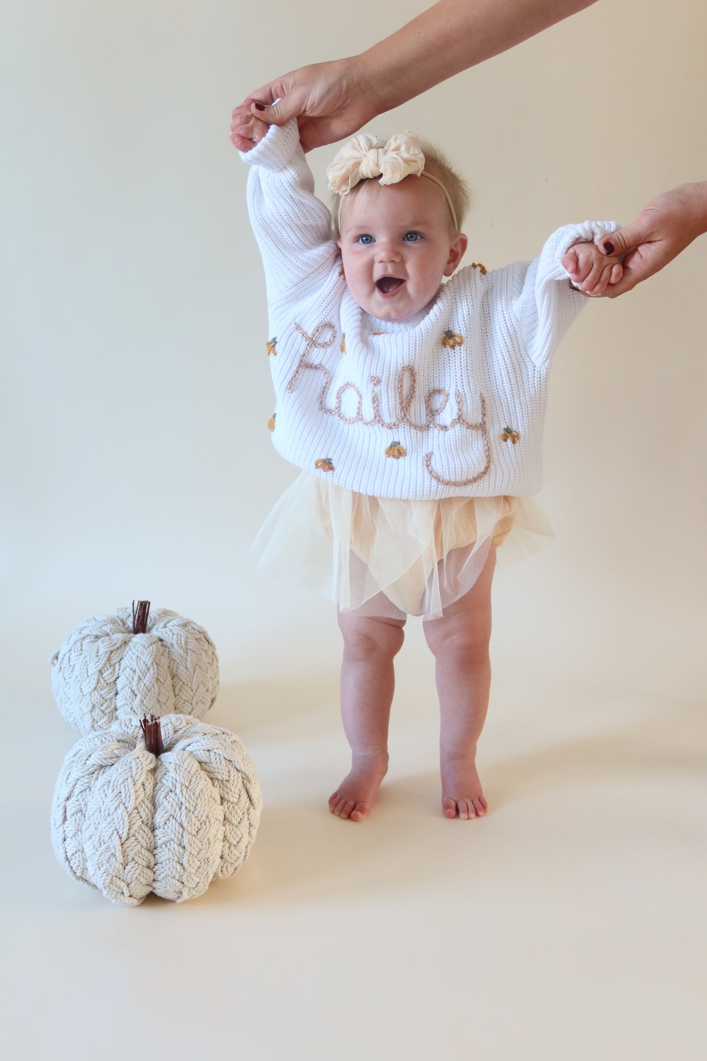 Custom Pumpkin Embroidered Chunky Knit Sweater