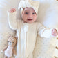 Organic Waffle Knit Footie With Bow Or Hat