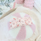 Merry & Pink Organic Waffle Knit Footie With Bow