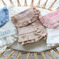 Embroidered Waffle Knit Ruffled Blanket