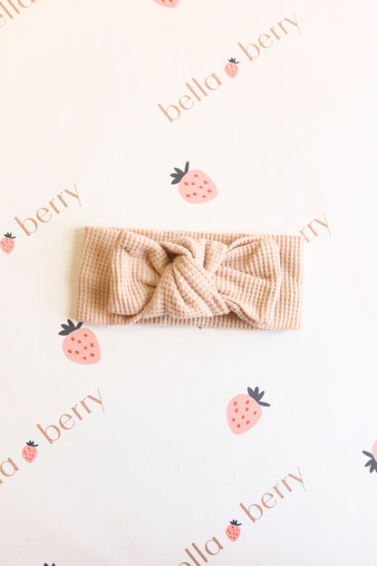 Organic Cotton Waffle Knit Bow + Hat