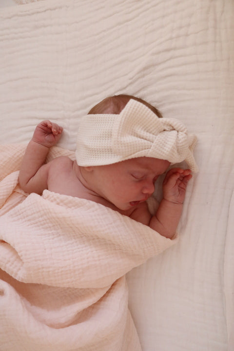 Organic Cotton Waffle Knit Bow + Hat