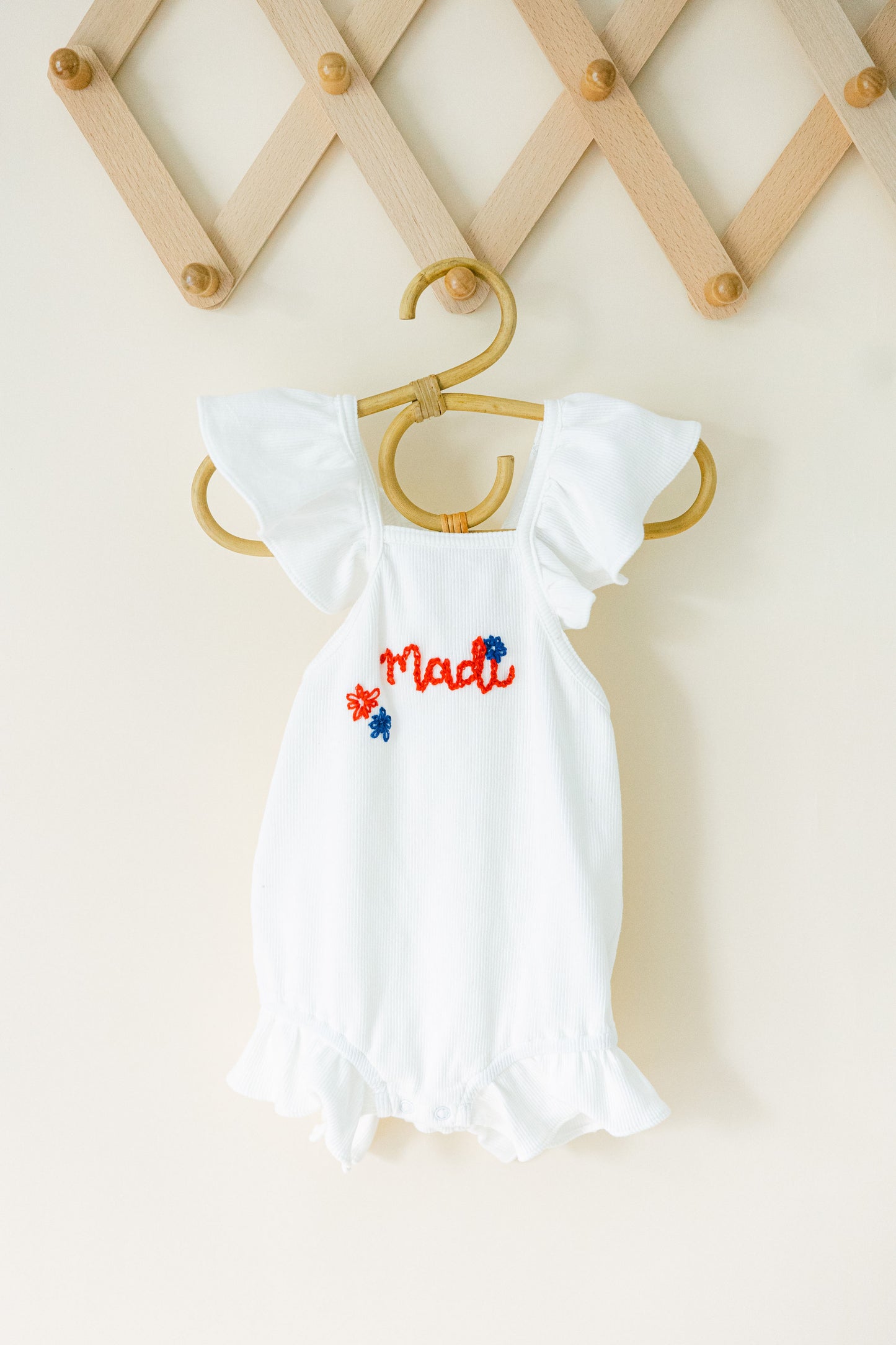 Embroidered Romper with Matching Bow