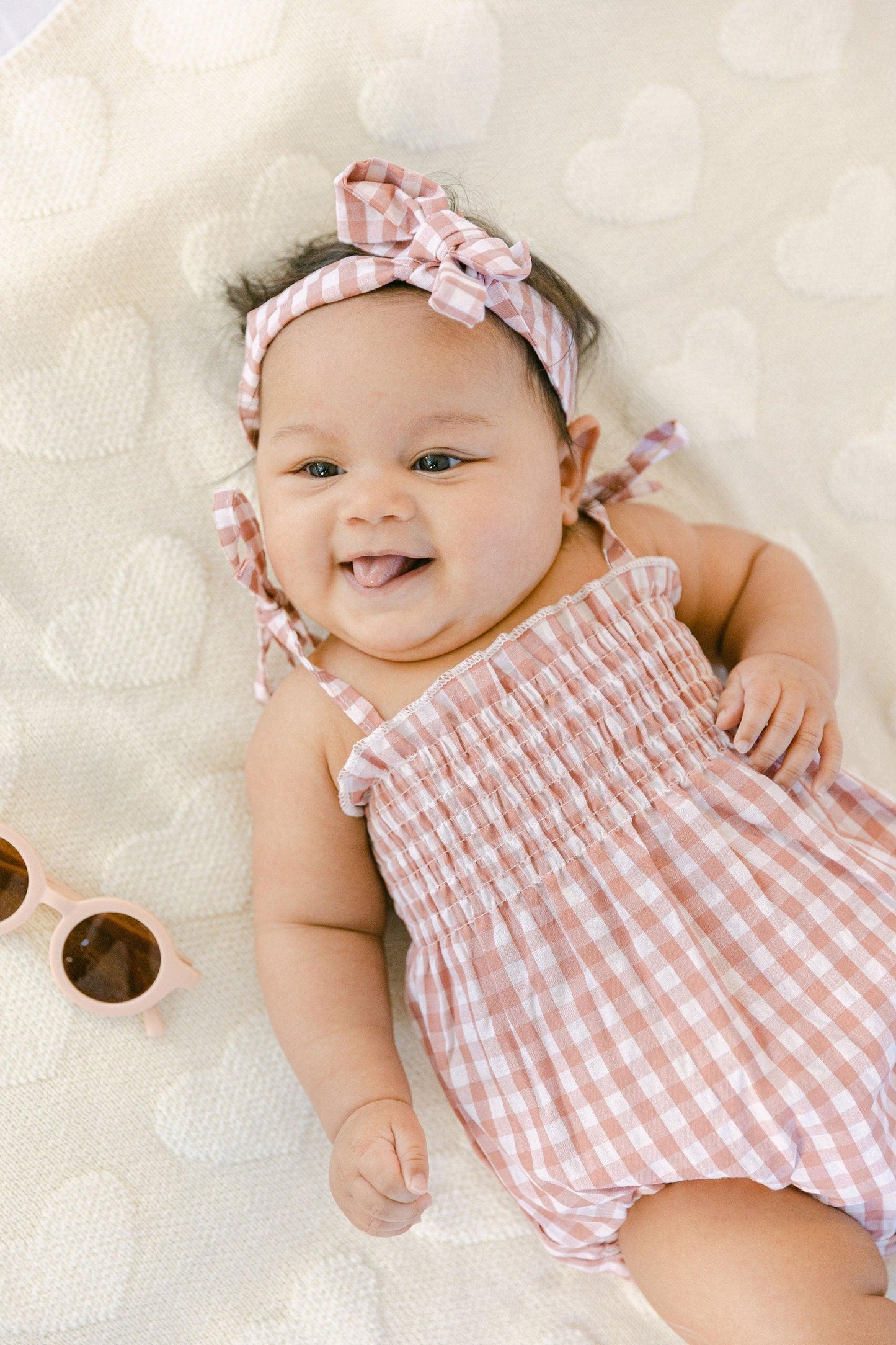 Gingham Bubble Romper With Bow - BellaBerryDesigns