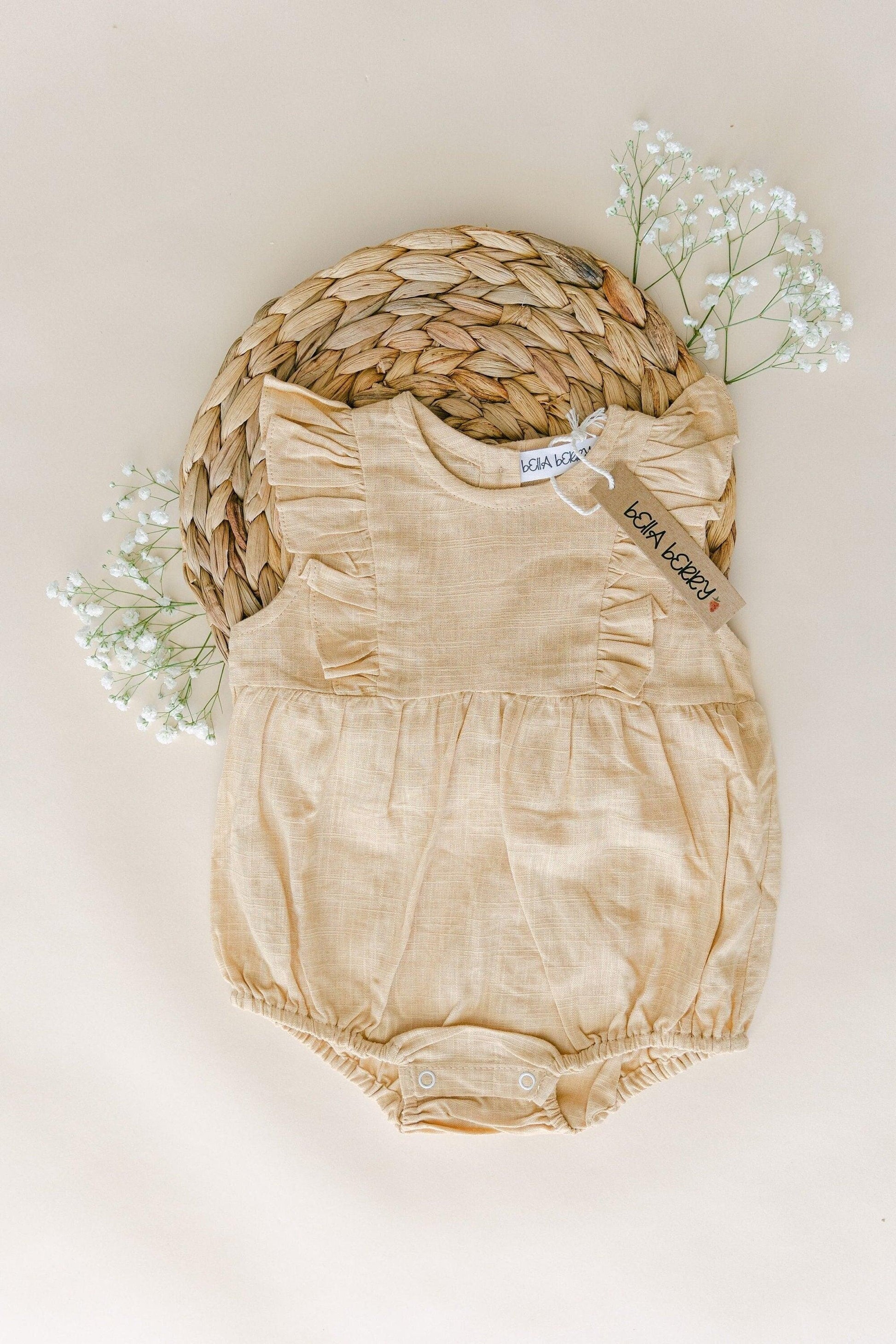 Linen Bubble Romper - BellaBerryDesigns