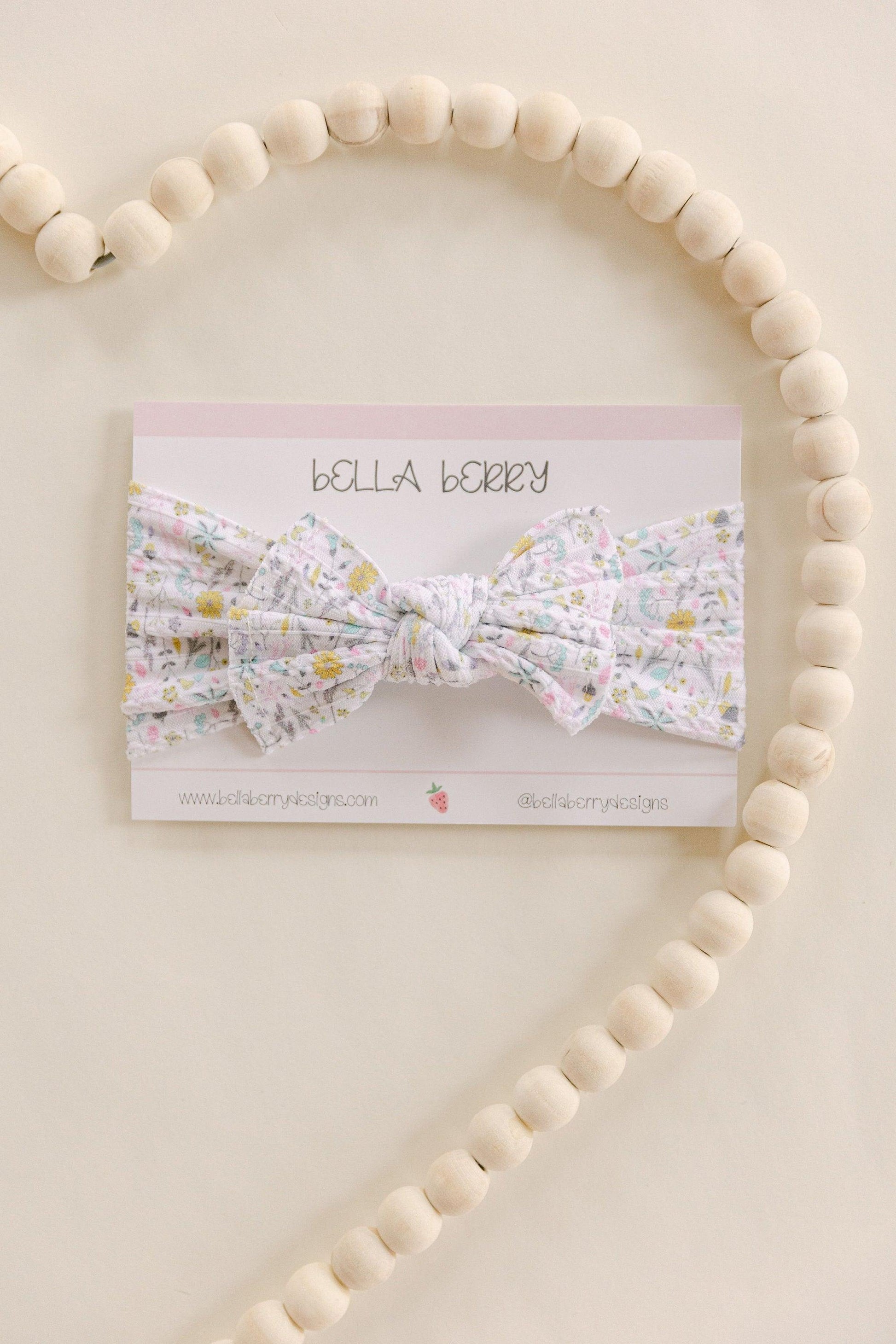 Floral Baby Girl Bow Headband - BellaBerryDesigns