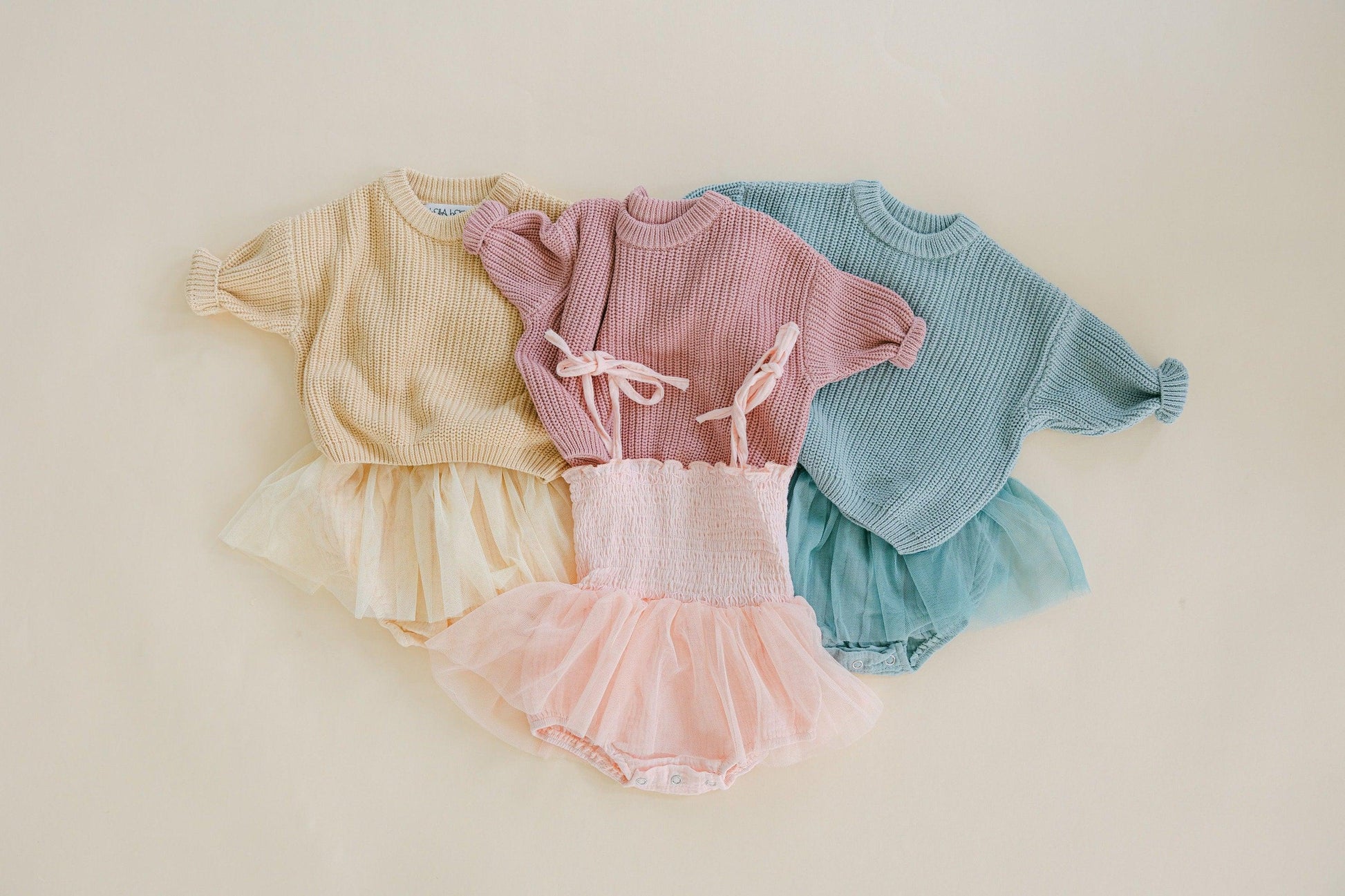 Baby Girl 2 Piece Bubble Tutu and Sweater Outfit | Baby Girl Tutu Onesie and Sweater | 2 Piece Summer to Fall Outfit for Baby Girls