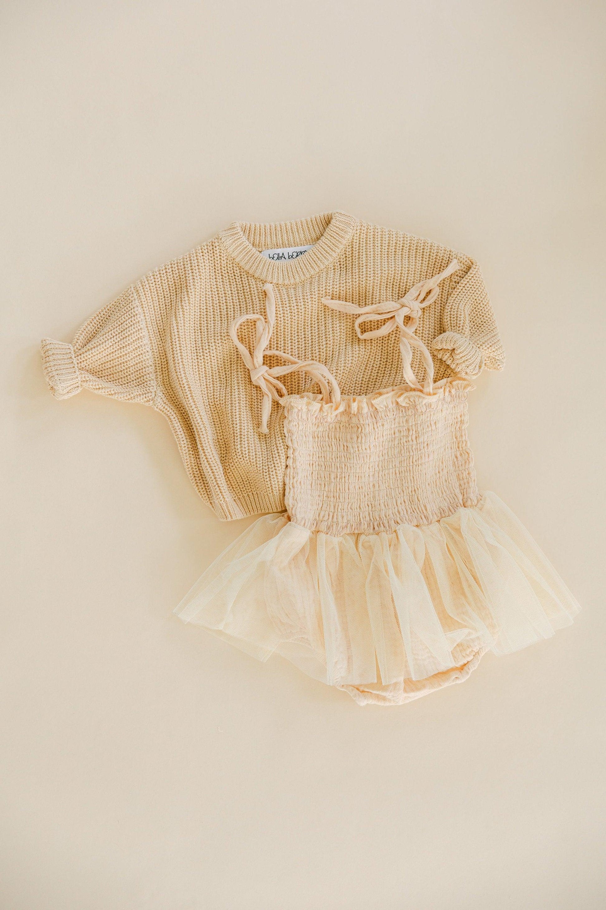 Baby Girl 2 Piece Bubble Tutu and Sweater Outfit | Baby Girl Tutu Onesie and Sweater | 2 Piece Summer to Fall Outfit for Baby Girls